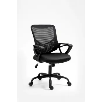 Silla de oficina ActiveJet YK507 negra – silla giratoria ergonómica, tela/PU, regulable en altura