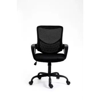 Silla de oficina ActiveJet YK507 negra – silla giratoria ergonómica, tela/PU, regulable en altura