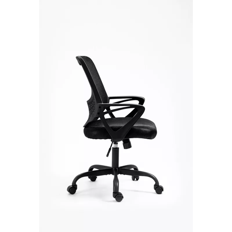 Silla de oficina ActiveJet YK507 negra – silla giratoria ergonómica, tela/PU, regulable en altura