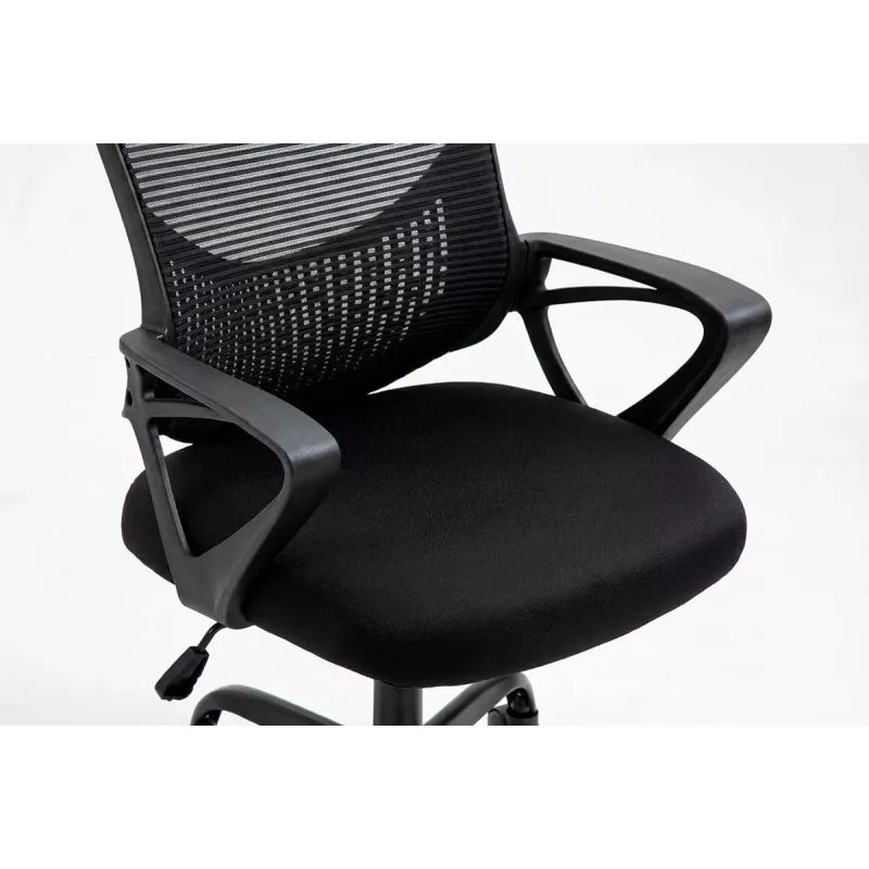 Silla de oficina ActiveJet YK507 negra – silla giratoria ergonómica, tela/PU, regulable en altura