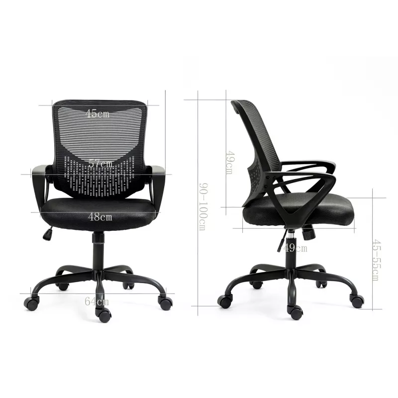 Silla de oficina ActiveJet YK507 negra – silla giratoria ergonómica, tela/PU, regulable en altura