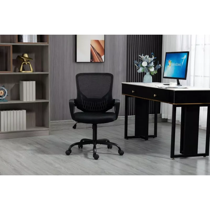 Silla de oficina ActiveJet YK507 negra – silla giratoria ergonómica, tela/PU, regulable en altura