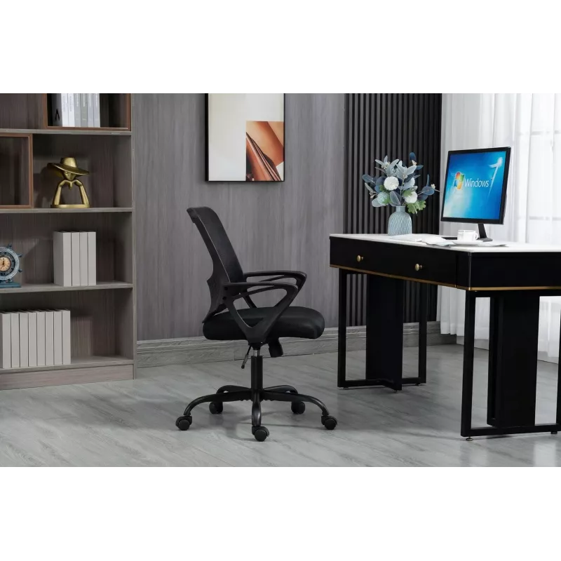 Silla de oficina ActiveJet YK507 negra – silla giratoria ergonómica, tela/PU, regulable en altura