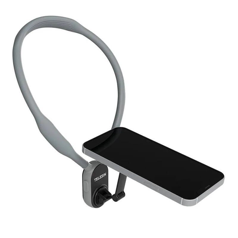 Soporte de cuello magnético Telesin MNM-002 para iPhone (12–16) – ángulo ajustable, ligero