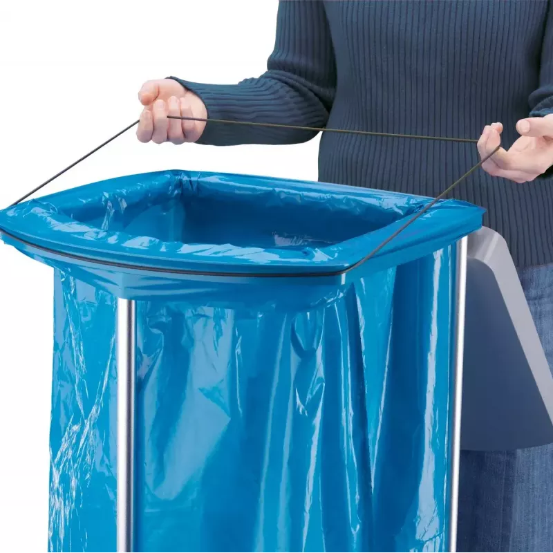 Soporte de bolsas de basura de pie Hailo ProfiLine MSS XXXL — interior, aluminio/metal/plástico, 430×450×970 mm