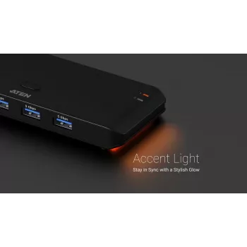 Conmutador de uso compartido USB 3.2 Gen1 2x4 ATEN US5324 con host A + C y 4 puertos de dispositivo