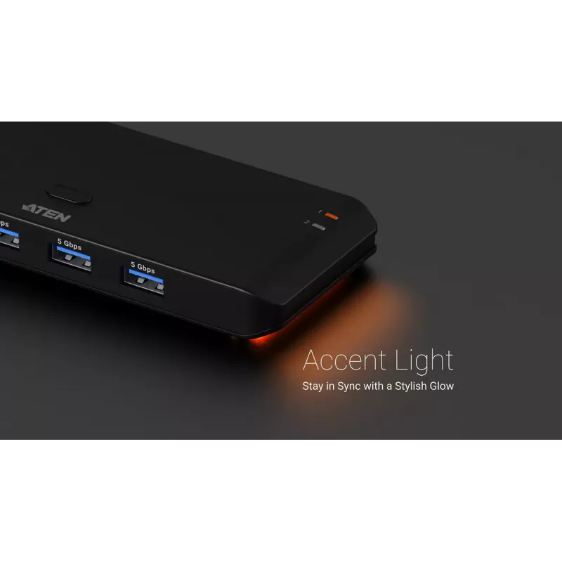 Conmutador de uso compartido USB 3.2 Gen1 2x4 ATEN US5324 con host A + C y 4 puertos de dispositivo