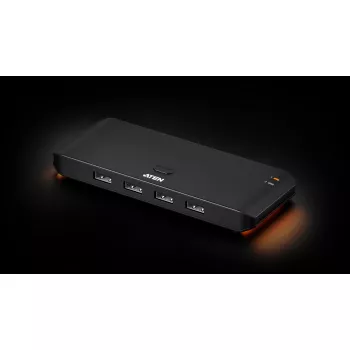 Conmutador de uso compartido USB 2.0 ATEN US4224 — 2x host a 4x dispositivo, 480 Mbit/s, negro