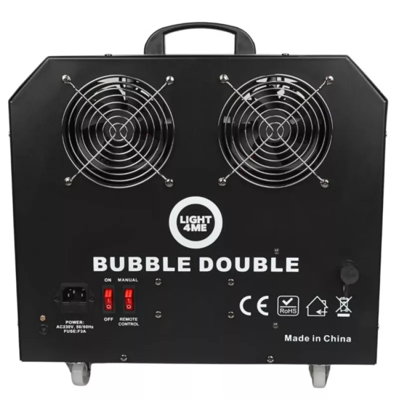 LIGHT4ME BUBBLE DOUBLE - Máquina de pompas de jabón 300W, mando a distancia inalámbrico