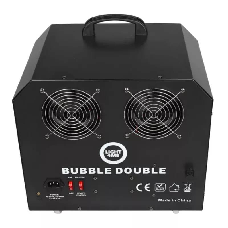 LIGHT4ME BUBBLE DOUBLE - Máquina de pompas de jabón 300W, mando a distancia inalámbrico