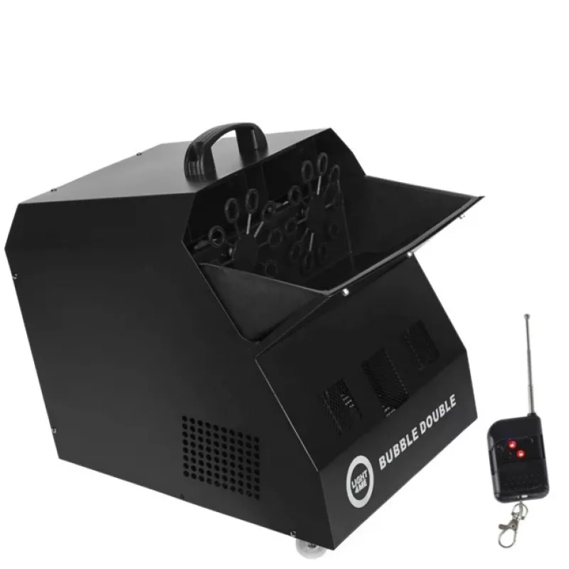 LIGHT4ME BUBBLE DOUBLE - Máquina de pompas de jabón 300W, mando a distancia inalámbrico