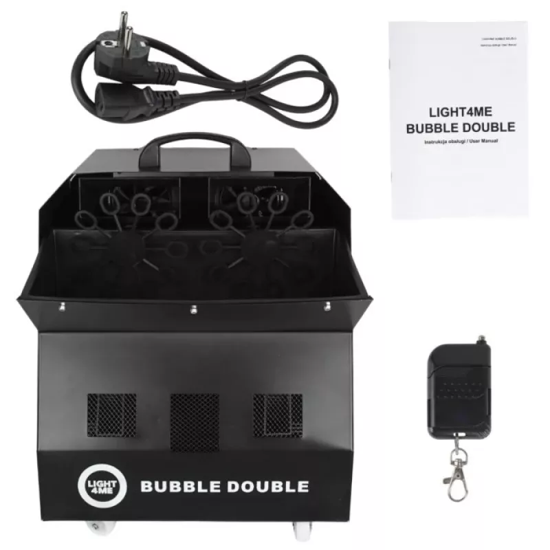 LIGHT4ME BUBBLE DOUBLE - Máquina de pompas de jabón 300W, mando a distancia inalámbrico