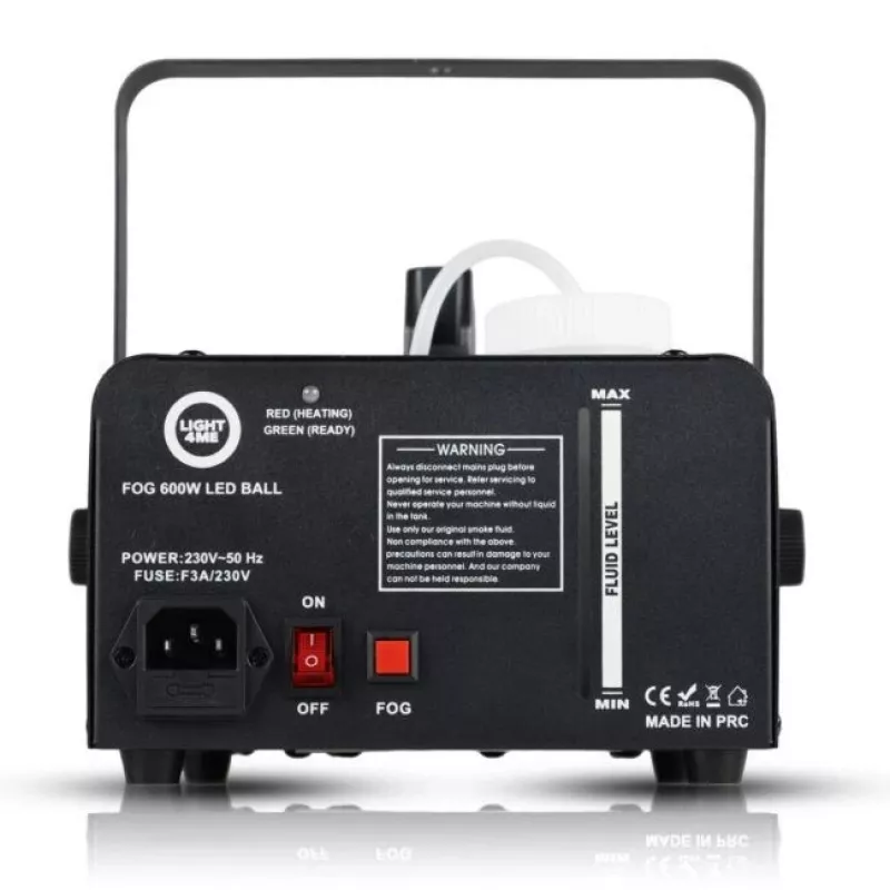 LIGHT4ME FOG 600W LED BALL - Máquina de humo, efecto de iluminación de humo/bola disco, mando a distancia inalámbrico