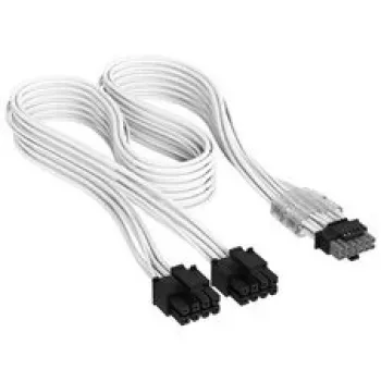 Corsair Cable premium con funda 2x 8 pines a 12V-2x6, para fuente de alimentación Type-4 – blanco