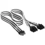 Corsair Cable premium con funda 12V-2x6 a 2x 6+2 pines PCIe, universal – negro/blanco