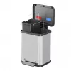 Cubo de basura rectangular de acero inoxidable Hailo Öko duo Plus M, 18 L de capacidad