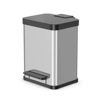 Cubo de basura rectangular de acero inoxidable Hailo Öko duo Plus M, 18 L de capacidad