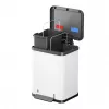 Cubo de basura rectangular de acero Hailo Öko duo Plus M 18 L, blanco