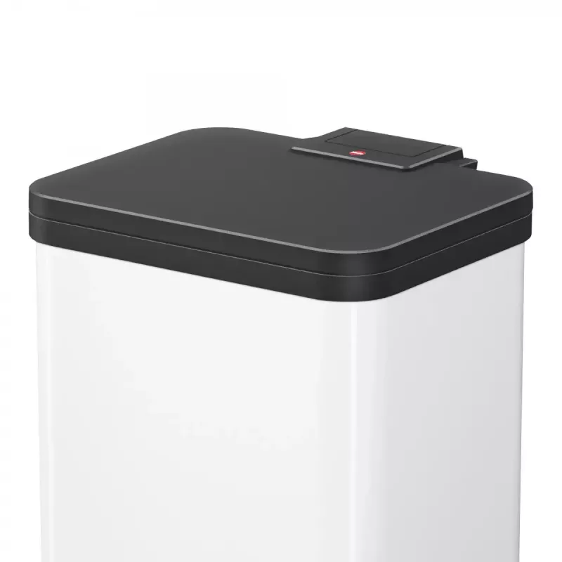 Cubo de basura rectangular de acero Hailo Öko duo Plus M 18 L, blanco
