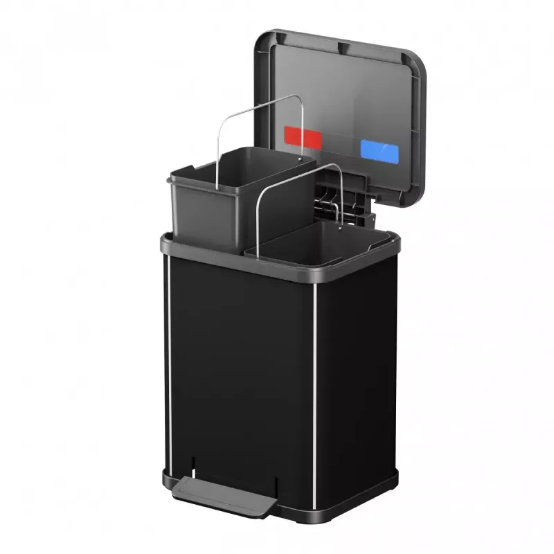 Cubo de basura Hailo Öko duo plus M 18 L rectangular acero negro