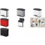 Cubo de basura Hailo ÖKO DUO PLUS L — rectangular acero inoxidable, 26 L, negro/plata