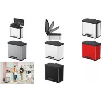 Cubo de basura Hailo Öko trio Plus L / 3x9L / plata