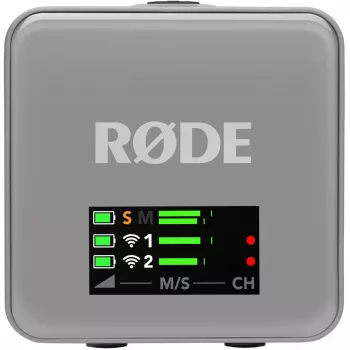 Micrófono inalámbrico Rode Wireless GO III gris — diseño compacto, batería integrada