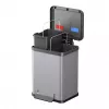 Cubo de basura rectangular de acero Hailo Öko duo Plus M 18 L, 2 compartimentos, plateado