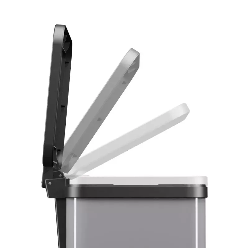 Cubo de basura rectangular de acero Hailo Öko duo Plus M 18 L, 2 compartimentos, plateado