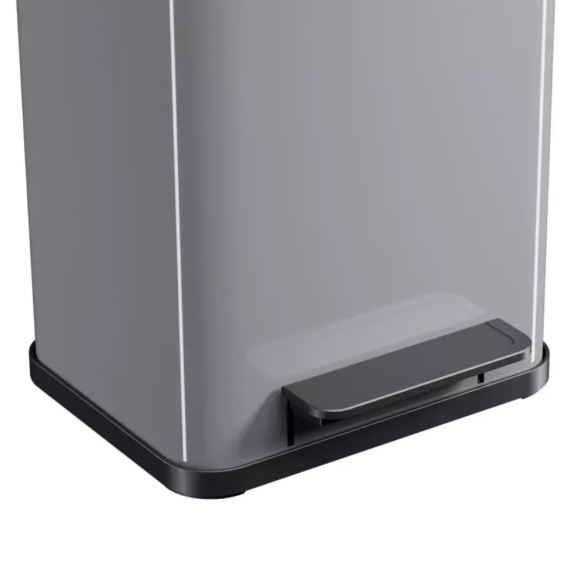 Cubo de basura rectangular de acero Hailo Öko duo Plus M 18 L, 2 compartimentos, plateado