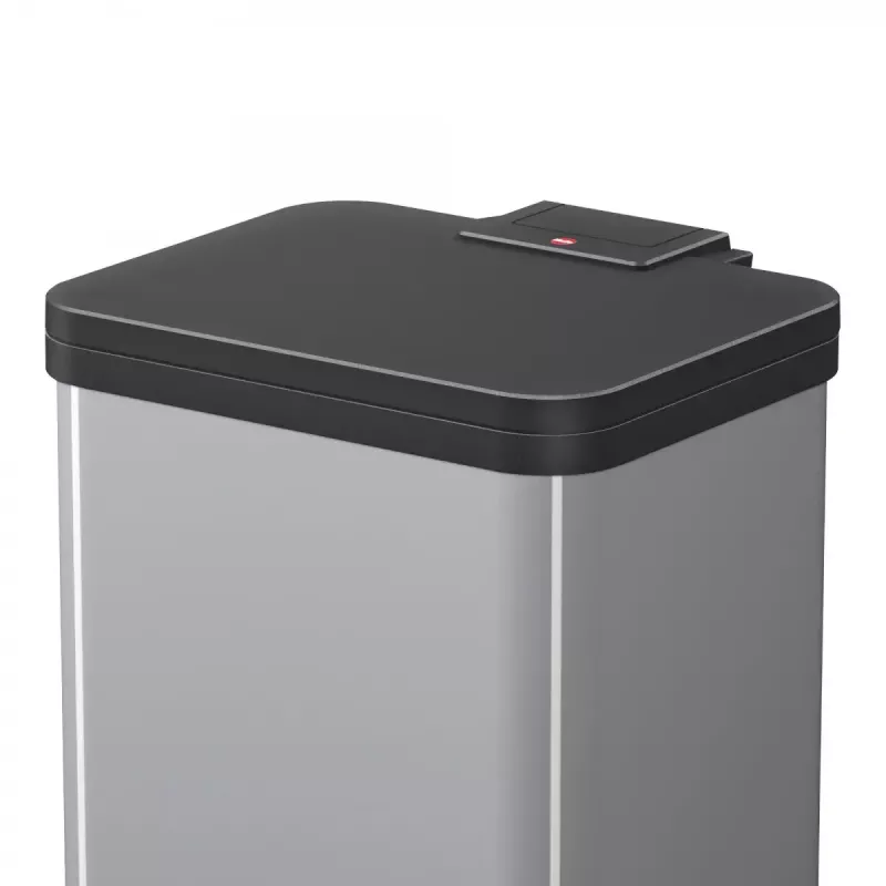 Cubo de basura rectangular de acero Hailo Öko duo Plus M 18 L, 2 compartimentos, plateado