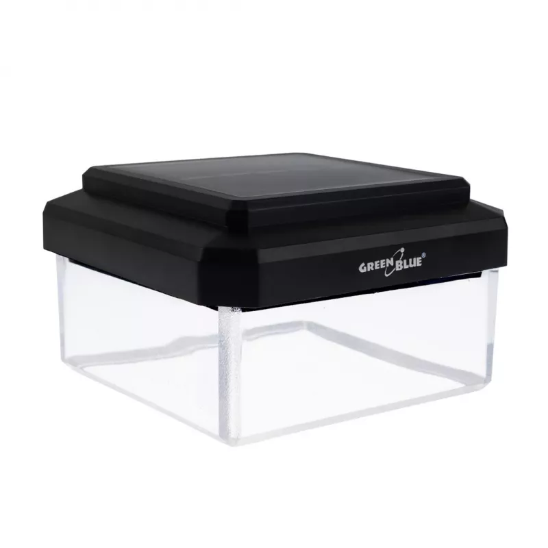 Luminaria solar LED para poste GreenBlue GB128 WW, 3200K blanco neutro, baldaquino, 100x100mm, negro