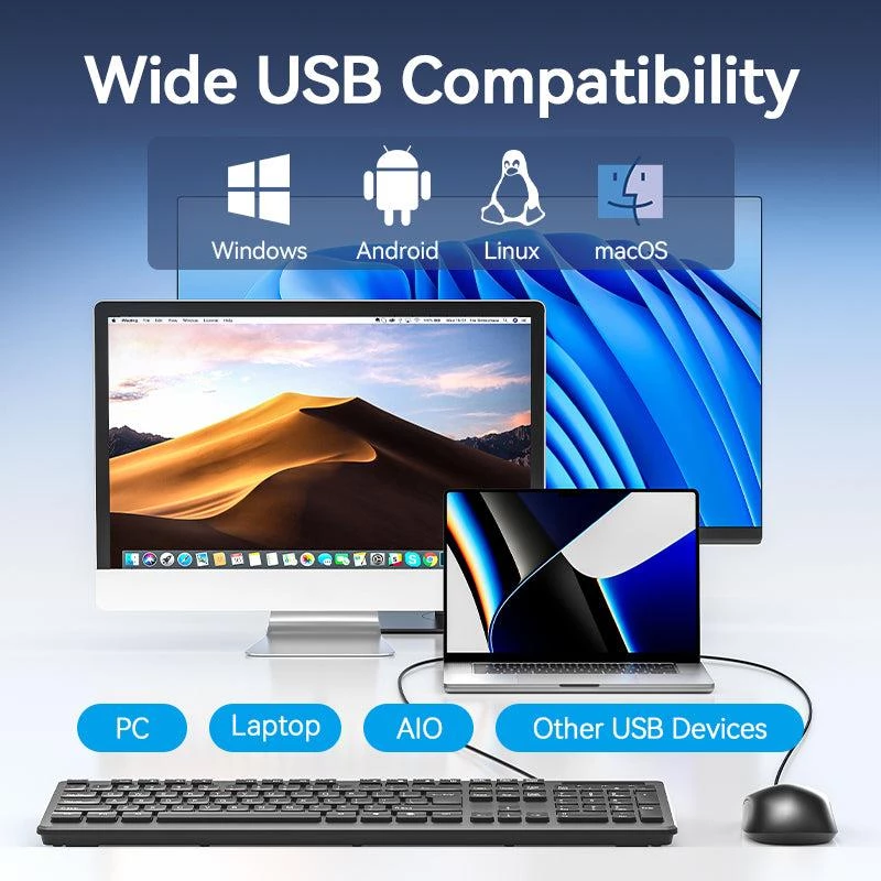 Ratón USB óptico negro Vention