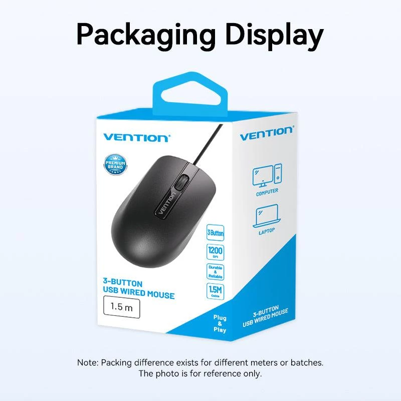 Ratón USB óptico negro Vention