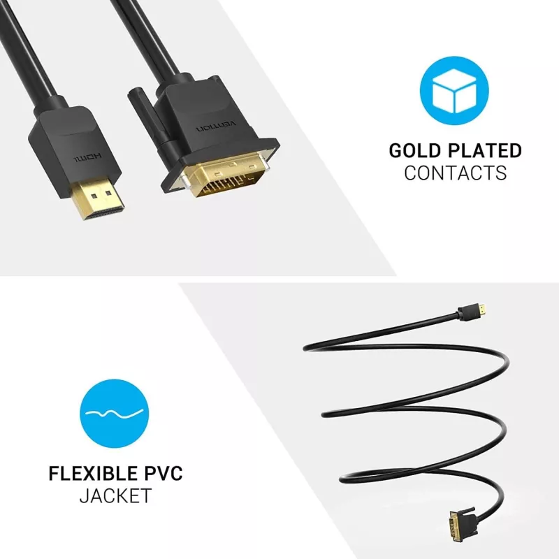 Cable HDMI a DVI 5M/SCHWARZ Abfbj Vention