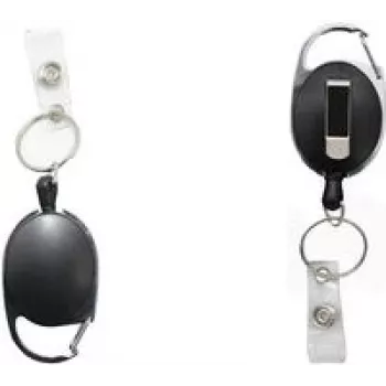 WEDO 262 415501 clip de cinturón con cinta de nailon retráctil y mosquetón, cromo/negro
