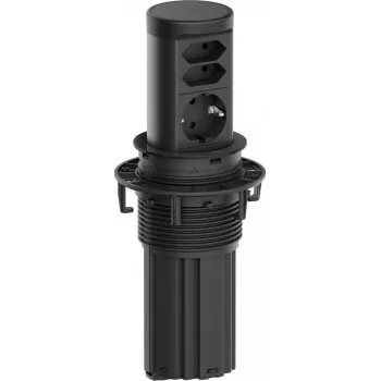 Regleta de enchufes Bachmann ELEVATOR2 BM0020498 con 1x CEE7/3 y 2x tomas Euro, RAL9005, cable de 2,0 m