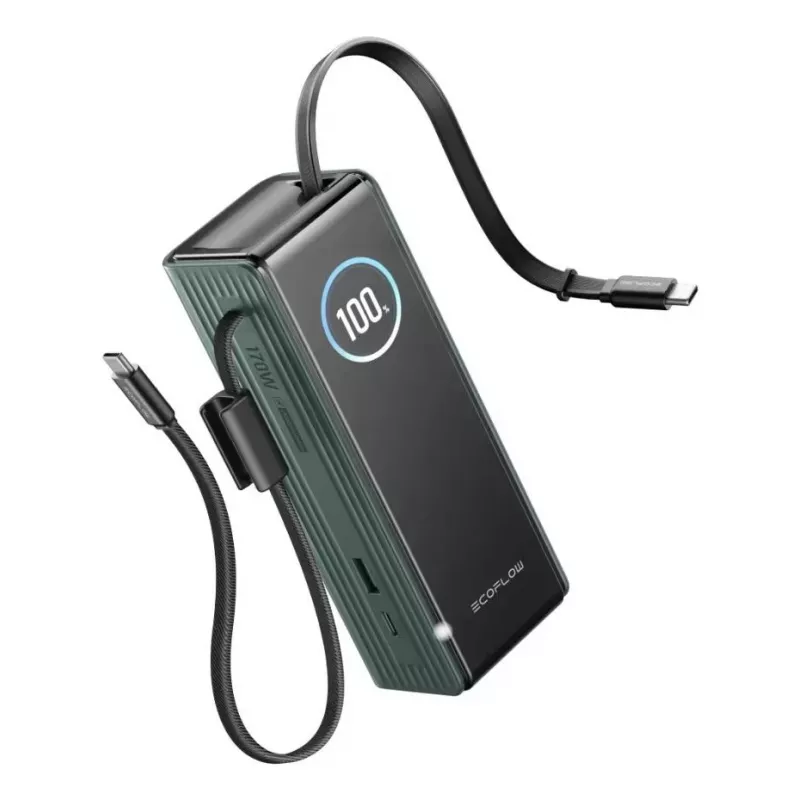 Batería externa EcoFlow RAPID 25000 mAh verde — 170 W de potencia total, 2× USB-C, 1× USB-A