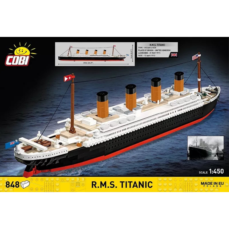 Set de construcción Cobi R.M.S. Titanic, 848 piezas, modelo de barco coleccionable
