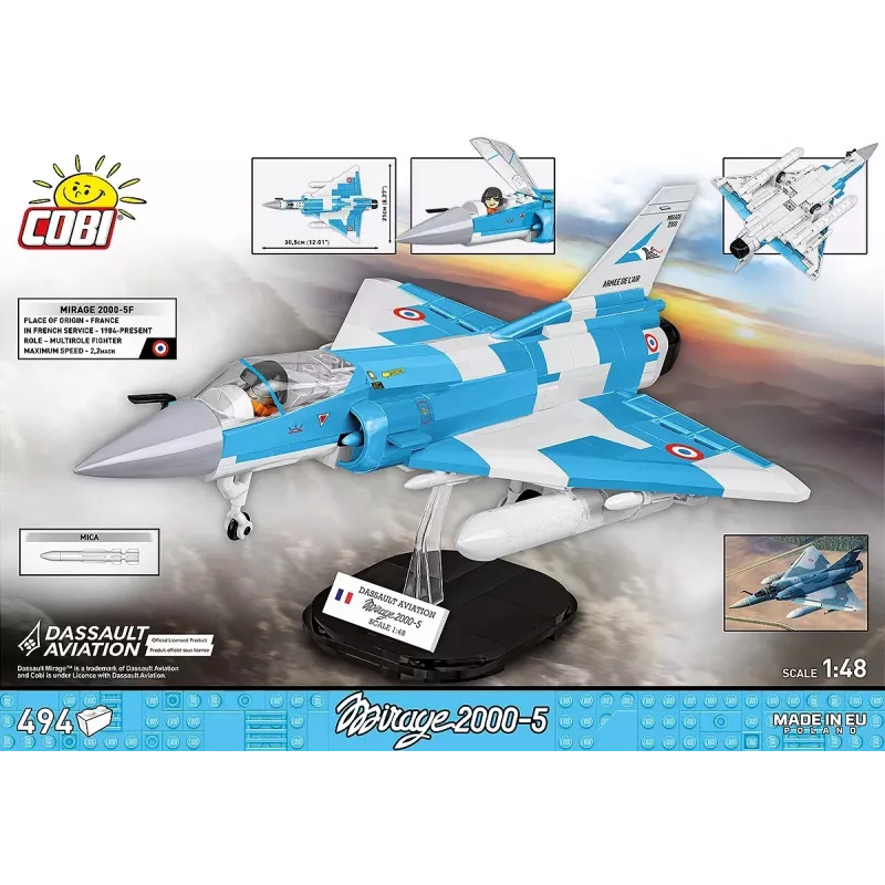Set de construcción Cobi Mirage 2000-5F, serie Armed Forces, 495 piezas, escala 1:48
