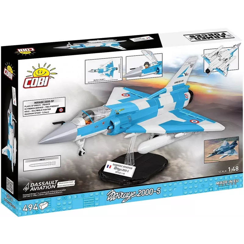 Set de construcción Cobi Mirage 2000-5F, serie Armed Forces, 495 piezas, escala 1:48