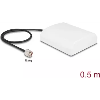 Antena DELOCK 90761 — antena WiFi N direccional 2,4 GHz 8 dBi con conector N y cable RG-58 de 50 cm, blanca, exterior