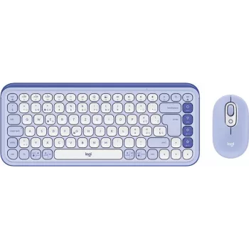 Logitech POP Icon Combo - set de teclado y ratón - inalámbrico - Bluetooth LE - QWERTZ - Suiza - lila, blanco roto (920-013277)