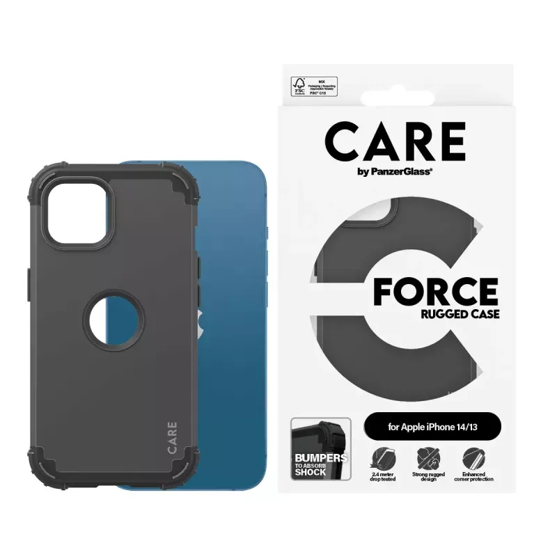 Funda de moda PanzerGlass CARE Abdeckung negra FORCE iPhone 14 13