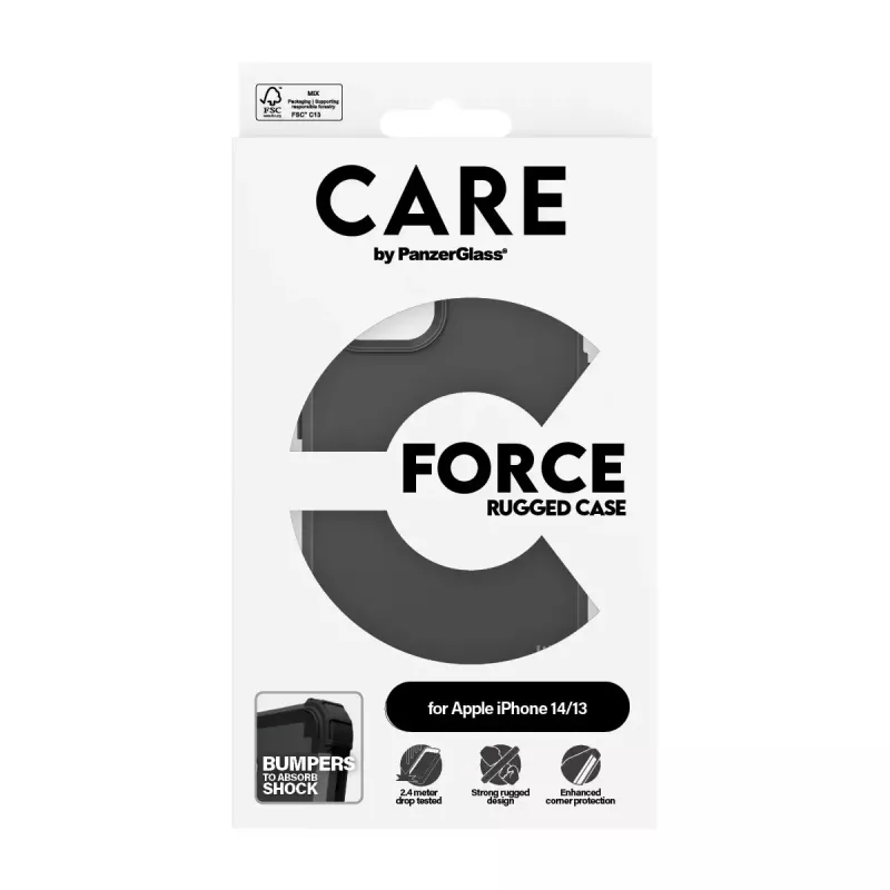 Funda de moda PanzerGlass CARE Abdeckung negra FORCE iPhone 14 13