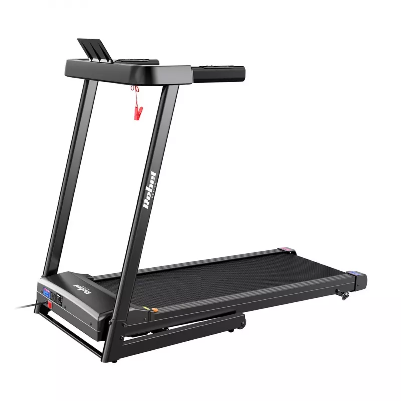 Cinta de correr eléctrica plegable Rebel RBA-1018 – cinta de correr compacta para casa, 12 km/h, 15 programas, peso máximo de usuario 120 kg, pantalla LCD