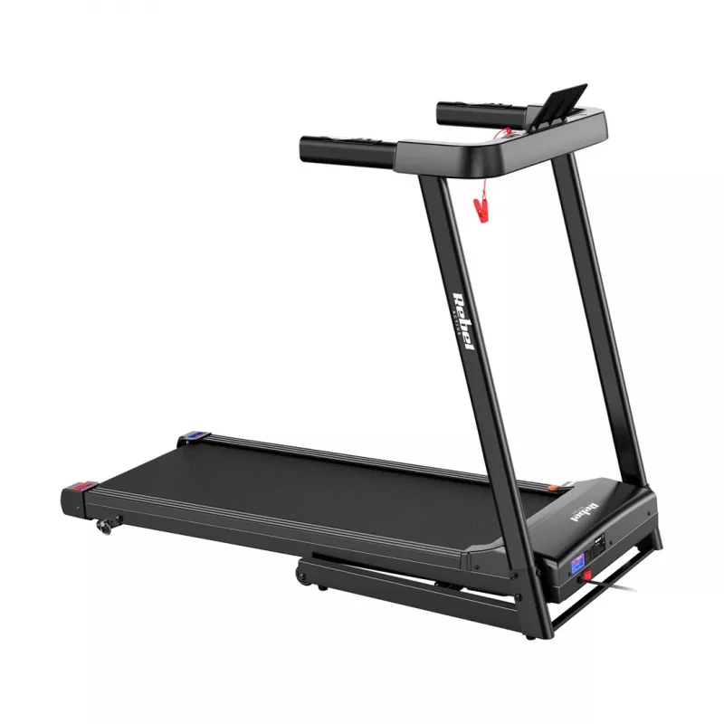 Cinta de correr eléctrica plegable Rebel RBA-1018 – cinta de correr compacta para casa, 12 km/h, 15 programas, peso máximo de usuario 120 kg, pantalla LCD