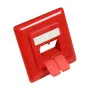 Pieza central 50x50mm incl. marco embellecedor 80x80mm para tomas de red, rojo tráfico RAL3020, Good Connections (GC-N0057)