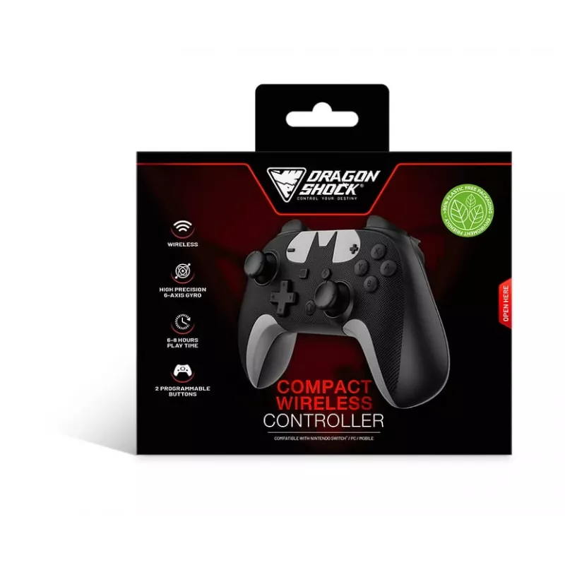 DragonShock PopTop Compact, mando, Nintendo Switch, botón Atrás, D-Pad, botón Home, botón Reset, inalámbrico, Bluetooth, USB Type-C