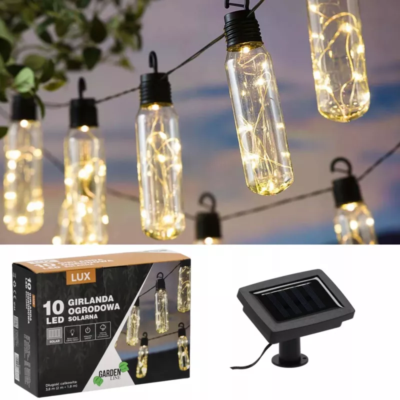Extralink guirnalda de jardín solar, 2 + 1,8 m de longitud, Lux 10 LED blanco cálido